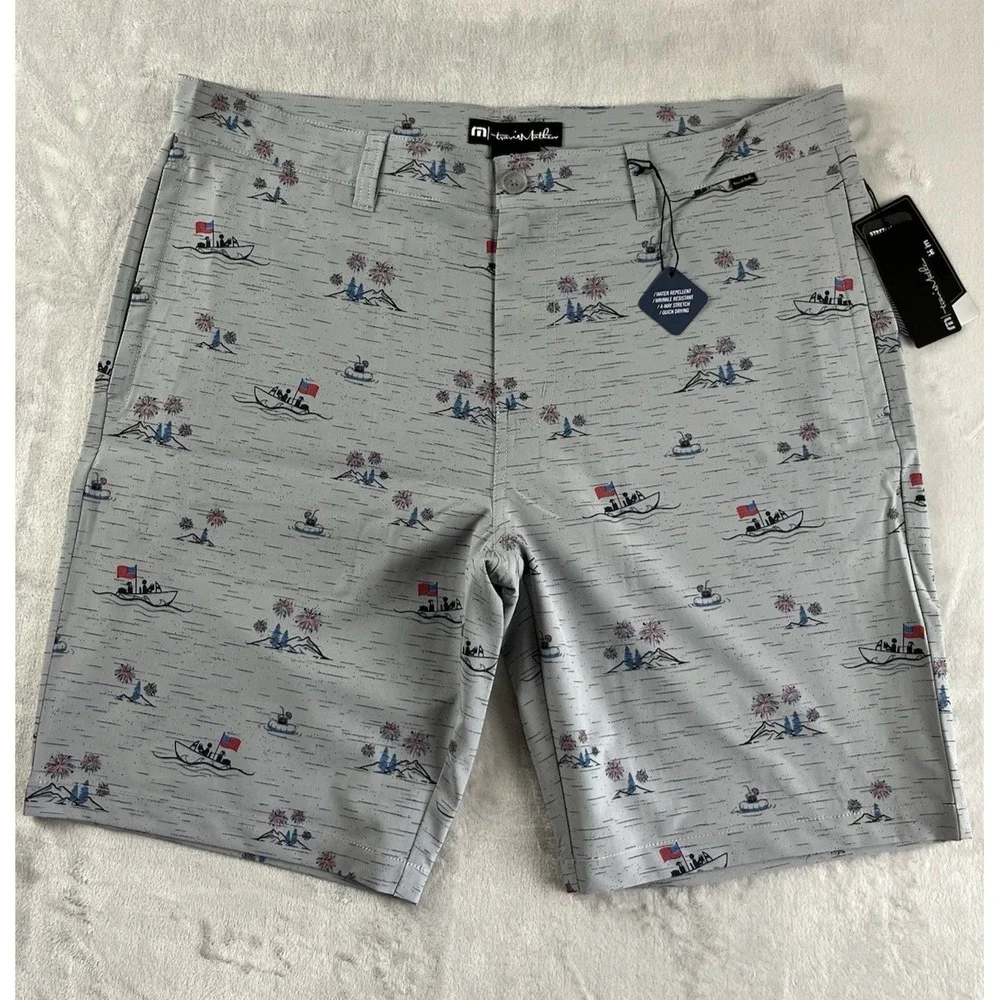 Travis Mathew Shorts Men 38 Gray Hybrid Stretch Performance Water Repellent Golf